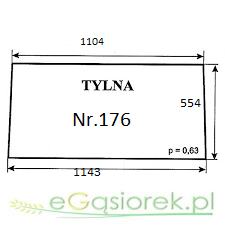 Szyba tylna Nr.176 kabina Kożmin