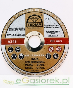 Tarcza INOX 125x1,6x22,23