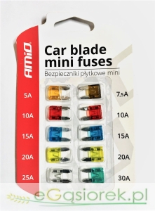 Zestaw bezpieczników płytkowych mini 10szt.5A-30A