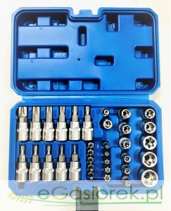 KLUCZE NASADOWE TORX 3/8 ZESTAW 34 EL