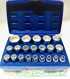 Nasadki ręczne 12 kąt 1/2' krótkie zestaw 19 szt