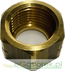 Nakrętka 1/2" W 21,8x1/14 lewy gwint mosiądz
