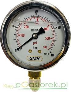 Manometr D63 0-40 bar przyłącze dolne 1/4"BSP