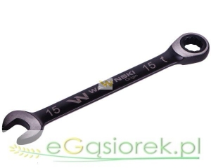 Klucz płasko-oczkowy 15 mm z grzechotką 72 zęby
