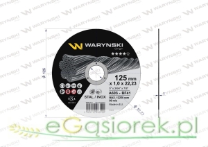 Tarcza do cięcia metalu 125x1.0x22.23 mm Waryński