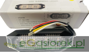 LAMPA STROBO 4XLED 12/24V POMARAŃCZOWA