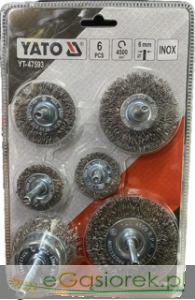 Zestaw szczotek z trzpieniem 6szt INOX