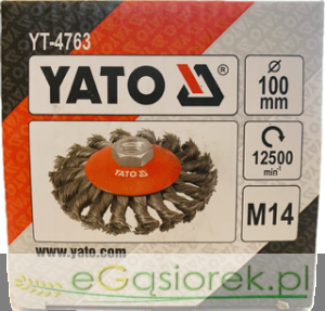 Szczotka tarczowa FI z gwintem drut splatany YATO