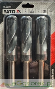 Zestaw wierteł do metalu 3szt 22-25mm YATO