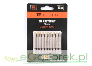 Bit krzyżowy PH 2x50 mm 10 szt. S2, Teger