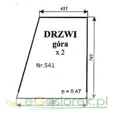 Szyba drzwi góra Zetor