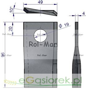 Nożyk kosiarki Krone zam 01466900 Waryński