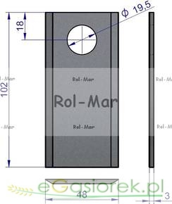 Nóż kosiarki rotacyjnej Samasz 102/48/3mm Waryński
