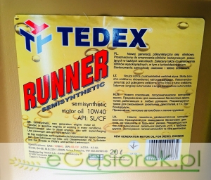Tedex Runner API:SL/CF SAE: 10W40 20L półsyntetyk